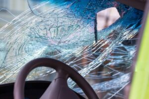 Windshield of a car after a traffic accident