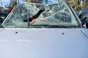 Broken car windshield