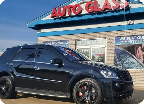 windshield replacement outside Save on Auto Glass Shop in Sterling Heights, MI. In the metro detroit area