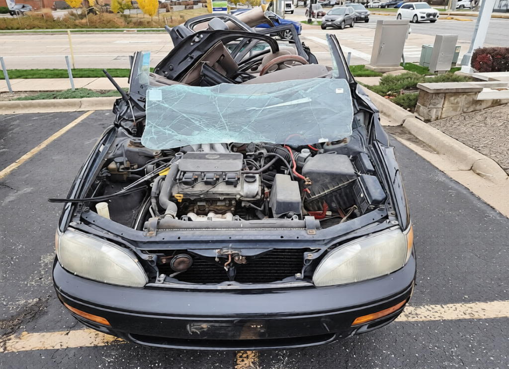 Toyota Camry car crash and damage. Damage of car in accident.