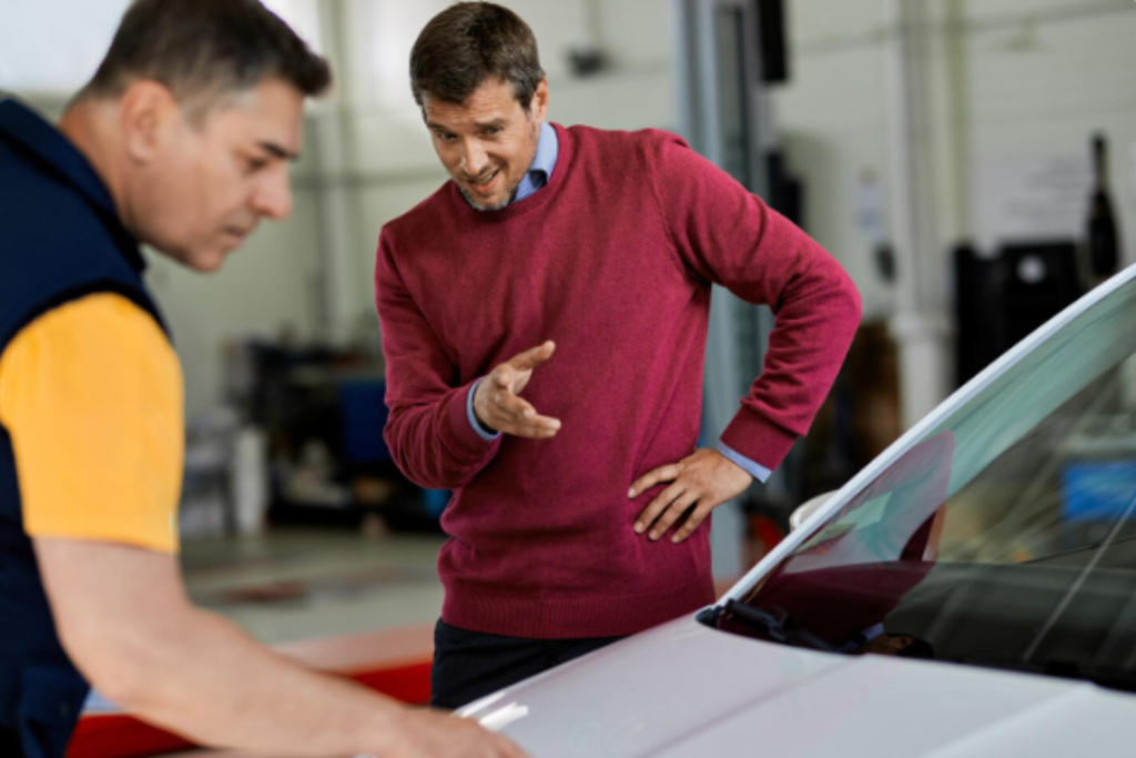A technician is checking windshield need repair or replacement