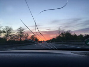 Windshield cracked