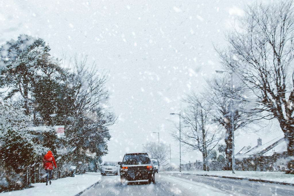 car drive in winter