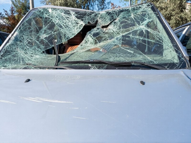 Broken car windshield