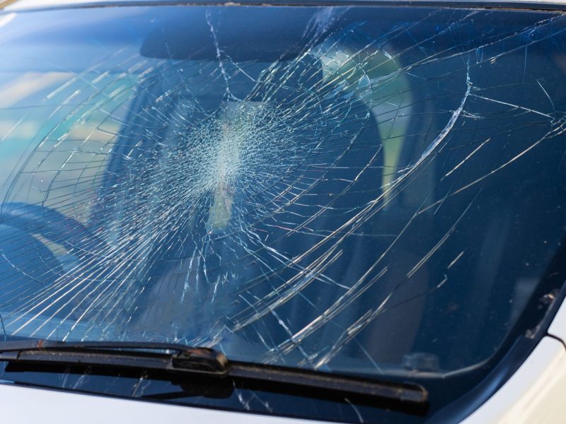 Car windshield is cracked